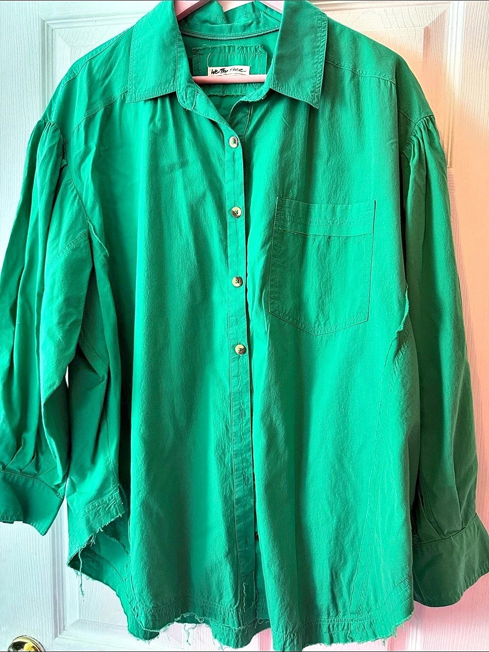 We The Free Button Down Shirt Green Large